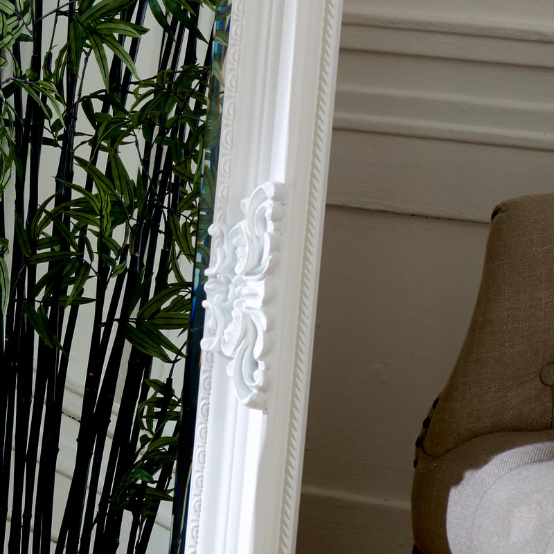 Large Ornate White Wall / Leaner Mirror 70cm x 120cm