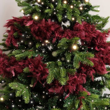 Large Oxblood Red Feather Boa Christmas Garland - 182cm
