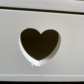 Large Pale Cream Wall Shelf with Heart Drawers