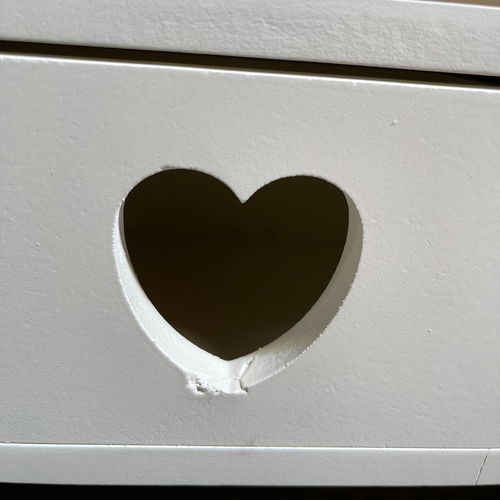 Large Pale Cream Wall Shelf with Heart Drawers - Damaged Seconds