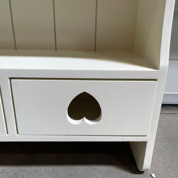 Large Pale Cream Wall Shelf with Heart Drawers