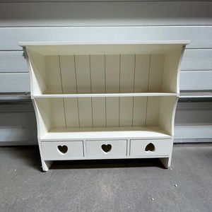 Large Pale Cream Wall Shelf with Heart Drawers - Damaged Seconds