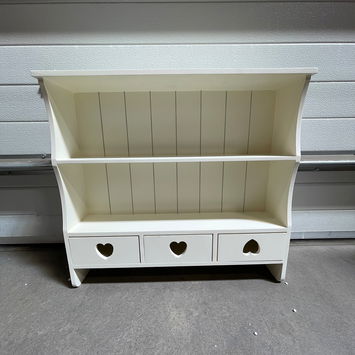 Large Pale Cream Wall Shelf with Heart Drawers