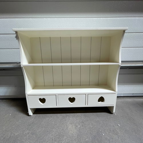 Large Pale Cream Wall Shelf with Heart Drawers - Damaged Seconds