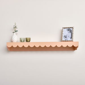 Large Peach Scalloped Wall Storage Shelf - 90cm