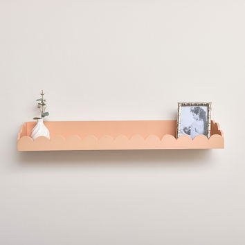 Large Peach Scalloped Wall Storage Shelf - 90cm