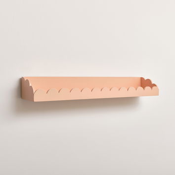 Large Peach Scalloped Wall Storage Shelf - 90cm