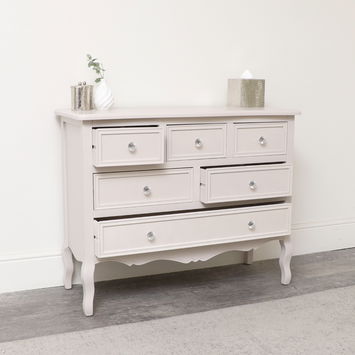 Large Taupe-Pink 6 Drawer Chest of Drawers - Victoria Taupe-Pink Range - Seconds - Colour Mismatch