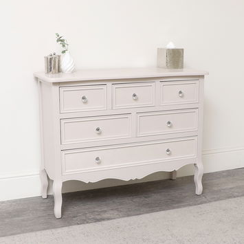 Large Taupe-Pink 6 Drawer Chest of Drawers - Victoria Taupe-Pink Range - Seconds - Colour Mismatch