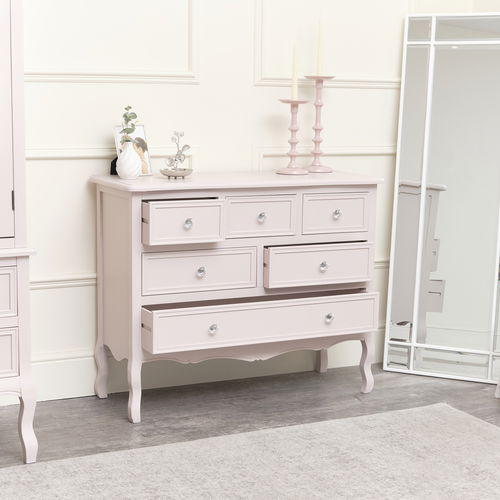 Large Pink 6 Drawer Chest of Drawers - Victoria Pink Range