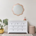 Large Pink Framed Scalloped Wall Mirror 81cm x 81cm