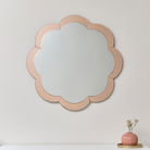 Large Pink Framed Scalloped Wall Mirror 81cm x 81cm