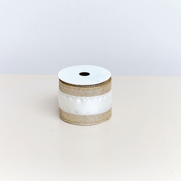 Large Pink & Gold Iridescent Wired Ribbon Garland - 270cm