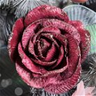 Large Pink Velvet Glitter Rose Clip Christmas Decoration - 14cm