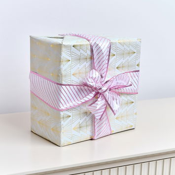 Large Pink & White Striped Wired Ribbon Garland - 270m