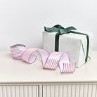 Large Pink & White Vertical Striped Wired Ribbon Garland - 270m