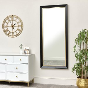 Large Black & Gold Leaner / Wall Mirror 158cm x 70cm