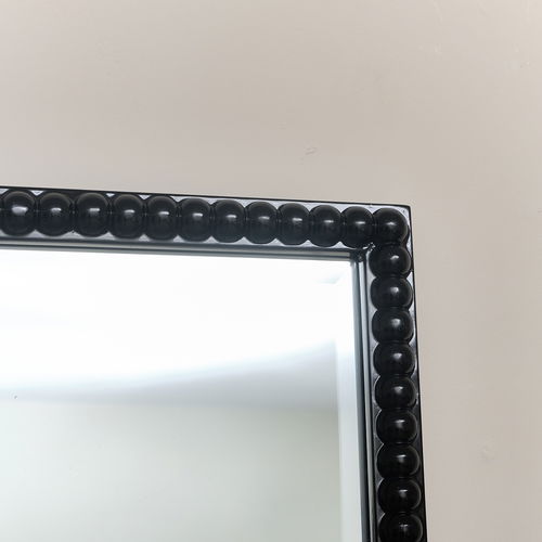 Large Rectangle Black Lacquered Bobbin Bobble Wall Mirror 168cm x 54cm