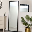 Large Rectangle Black Lacquered Bobbin Bobble Wall Mirror 168cm x 54cm