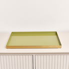 Large Rectangle Olive Green Enamel Metal Tray