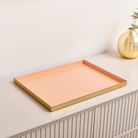 Large Rectangle Peach Enamel Metal Tray 