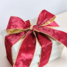 Large Red & Gold Velvet Wired Ribbon - 270cm