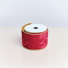 Large Red & Gold Velvet Wired Ribbon - 270cm