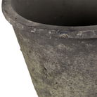 Large Round Antique Black Clay Stone Planter Pot - 23cm x 25cm