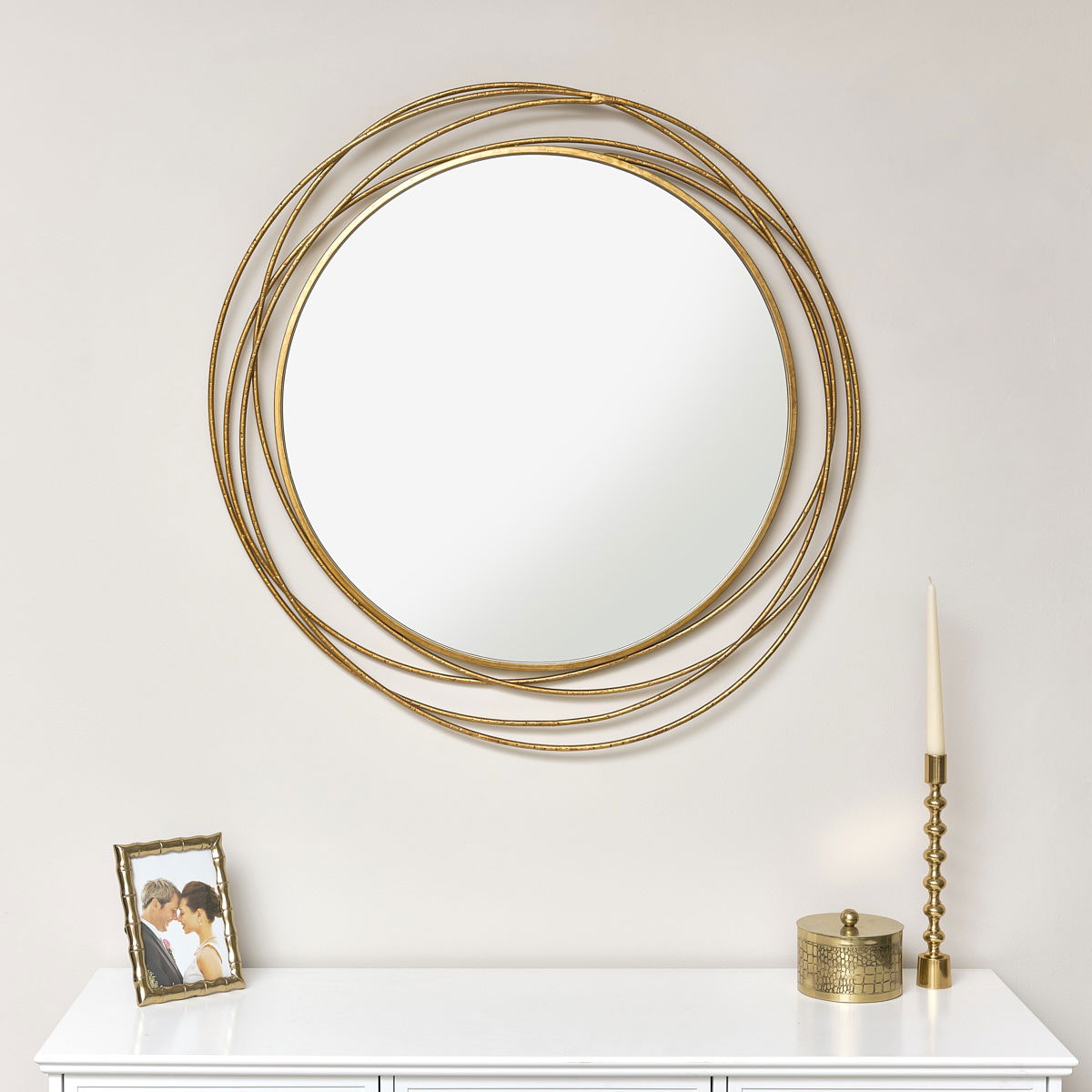 Large Round Gold Mirror 88cm x 85cm | Melody Maison