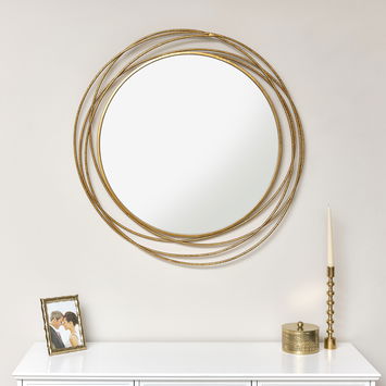 Large Round Antique Gold Mirror 92cm x 92cm