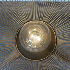 Large Round Black & Wooden Metal Wire Freestanding Lamp 65cm x 46cm