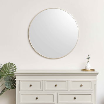 Large Round Champagne Gold Wall Mirror - 80cm x 80cm