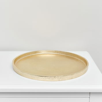 Large Round Gold Metal Tray - 30.5cm