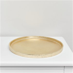Large Round Gold Metal Tray - 30.5cm
