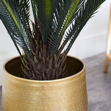 Large Round Gold Patterned Planter