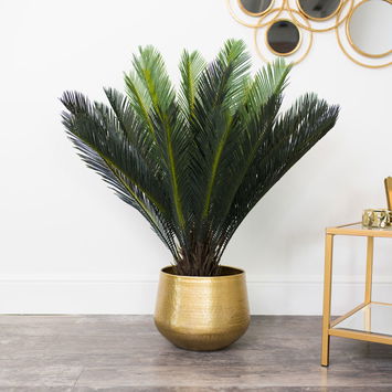 Large Round Gold Patterned Planter