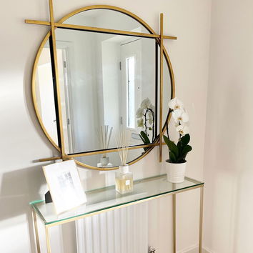 Large Round Gold Wall Mirror 97cm x 97cm