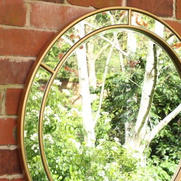 Large Round Gold Window Mirror 80cm x 80cm