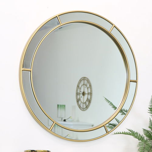 Large Round Gold Window Mirror 80cm x 80cm