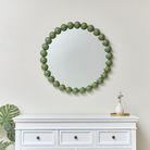 Large Round Olive Green Bobble Bobbin Wall Mirror 80cm x 80cm