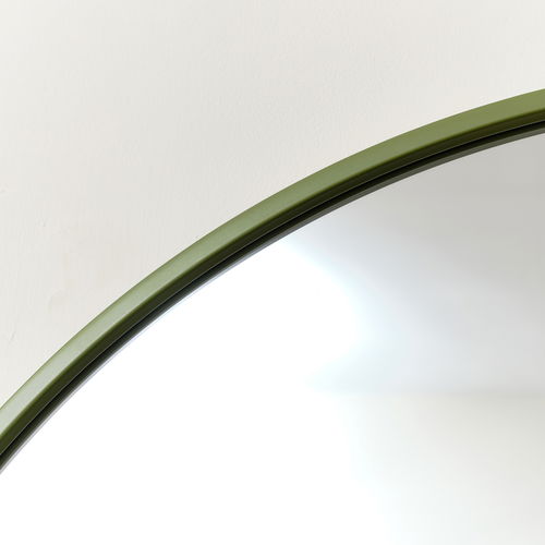 Large Round Olive Green Thin Framed Wall Mirror 80cm x 80cm