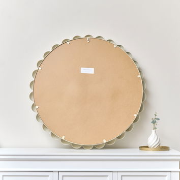 Large Round Pale Taupe Bobble Bobbin Wall Mirror 80cm x 80cm