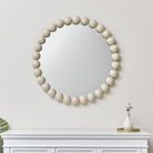 Large Round Pale Taupe Bobble Bobbin Wall Mirror 80cm x 80cm