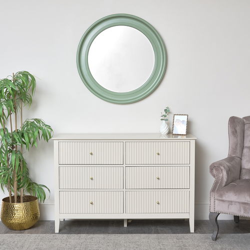 Large Round Sage Green Wall Mirror 80cm x 80cm