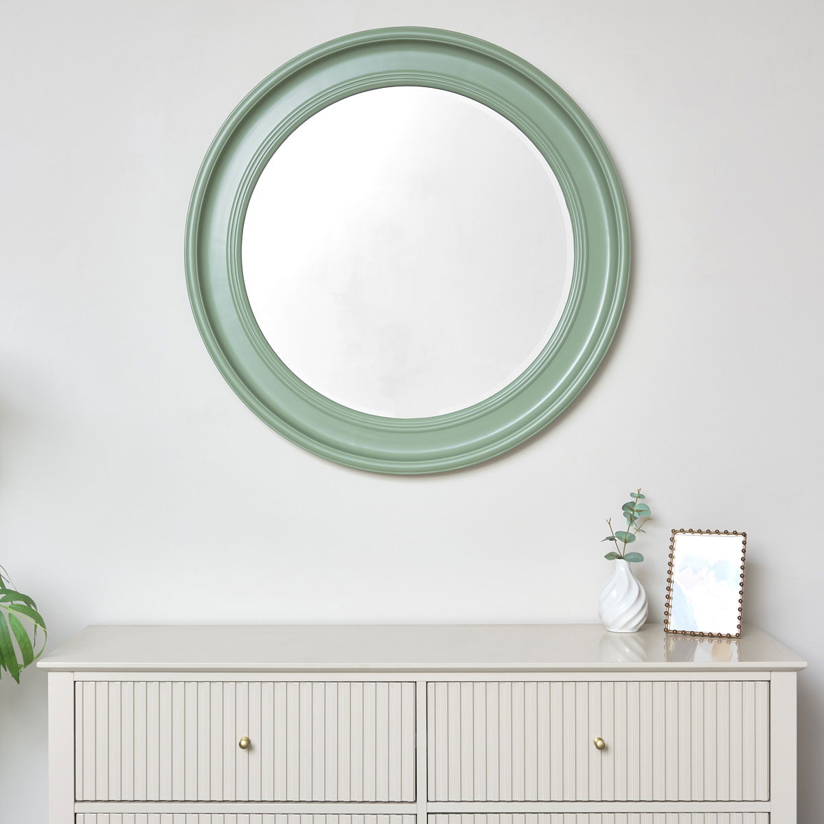 Large Round Sage Green Wall Mirror 80cm x 80cm