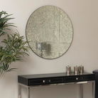 Large Round Silver Antique Glass Mirror 80cm x 80cm