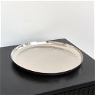 Large Round Silver Hammered Metal Tray