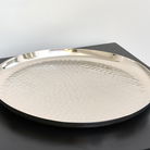 Large Round Silver Hammered Metal Tray