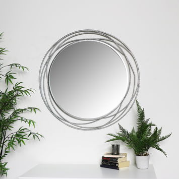 Large Round Silver Swirl Mirror 92cm x 92cm