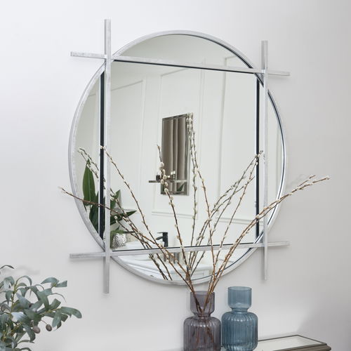 Large Round Silver Wall Mirror 97cm x 97cm 